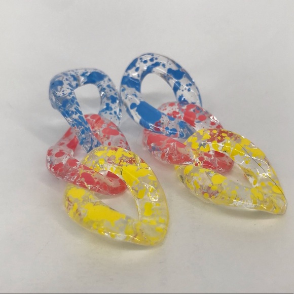 Colorful Acrylic Chain Link Earrings - Picture 2 of 5